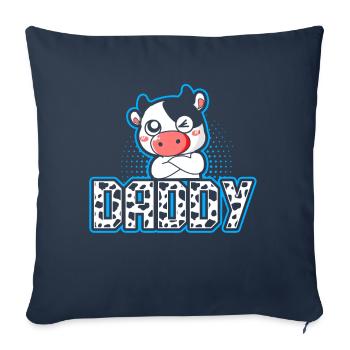 Papa Cowboy anniversaire famille match fête - Coussin et housse de 45 x 45 cm - bleu marine - Devant