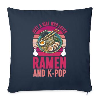 Ramen and K-Pop Merchandise Kawaii Finger Heart - Sofa pillow with filling 45cm x 45cm - navy - Front