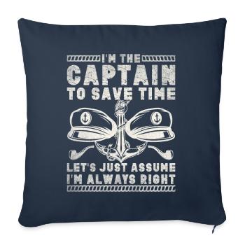 Boat Captain Funny Boat Sailing Lake Boater - Sofa pillow with filling 45cm x 45cm - navy - Front