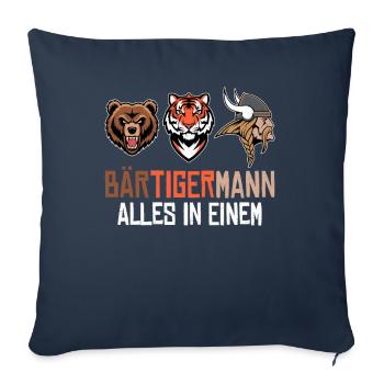 BEARDED MAN Viking Beard Man Tiger Funny - Sofa pillow with filling 45cm x 45cm - navy - Front