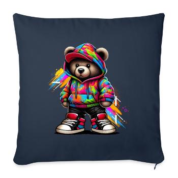 Hip Hop Teddy Bear Colorful Urban Rap Music - Sofa pillow with filling 45cm x 45cm - navy - Front