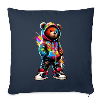 Hip Hop Teddy Bear Colorful Urban Rap Music - Sofa pillow with filling 45cm x 45cm - navy - Front