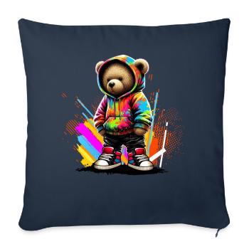 Hip Hop Teddy Bear Colorful Urban Rap Music - Sofa pillow with filling 45cm x 45cm - navy - Front