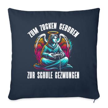 Né pour jouer Forcé d’aller à l’école Angel - Coussin et housse de 45 x 45 cm - bleu marine - Devant