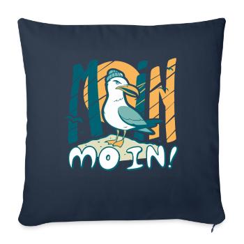 Moin Möwe in Mütze Ostsee und Nordsee Sprüche - Sofakissen mit Füllung 45 x 45 cm - Navy - Vorne
