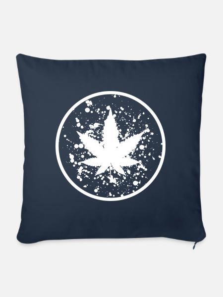 Cannabisblatt Farbklecks im Kreis - Sofakissen mit Füllung 45 x 45 cm - Navy
