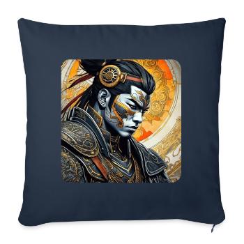Fier samouraï avec tatouage Japon Asie Ninja Kendo - Coussin et housse de 45 x 45 cm - bleu marine - Devant