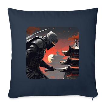Mystérieux guerrier ninja avec poignard - Coussin et housse de 45 x 45 cm - bleu marine - Devant