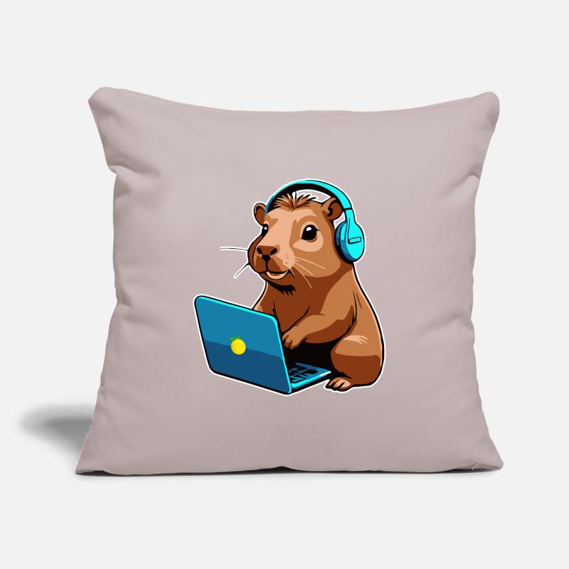 Capybara Programmer Coder Computer Sofa pillow with filling 45cm x 45cm