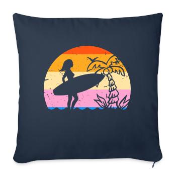 Surfeuse Retro palmier - Coussin et housse de 45 x 45 cm - bleu marine - Devant