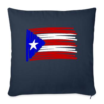 Drapeau de Porto Rico peint drapeau peint - Coussin et housse de 45 x 45 cm - bleu marine - Devant
