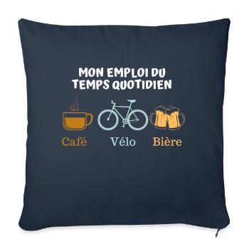 Café vélo bière 5 - Coussin et housse de 45 x 45 cm - bleu marine - Devant