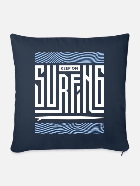 KEEP ON SURFING - Sofakissen mit Füllung 45 x 45 cm - Navy