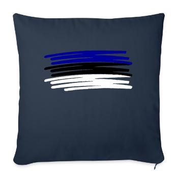 Drapeau de l’Estonie peint drapeau peint - Coussin et housse de 45 x 45 cm - bleu marine - Devant