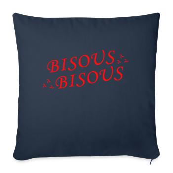 bisous - Coussin et housse de 45 x 45 cm - bleu marine - Devant