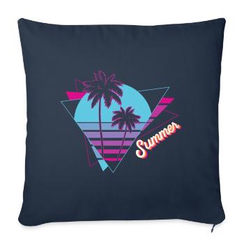 Été - Été Sun Palms - Coussin et housse de 45 x 45 cm - bleu marine - Devant