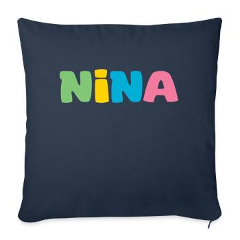 Nom - Nina - Coussin et housse de 45 x 45 cm - bleu marine - Devant