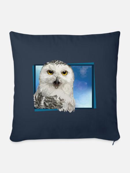 Schneeeule - Sofakissen mit Füllung 45 x 45 cm - Navy