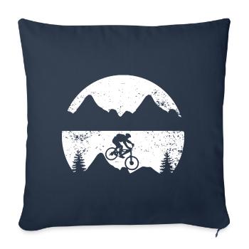 Cyclists Silhouette MTB Bicycle Mountains - Sofa pillow with filling 45cm x 45cm - navy - Front