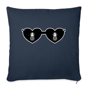 Lunettes de soleil fraîches en forme de cœur avec ananas juteux - Coussin et housse de 45 x 45 cm - bleu marine - Devant