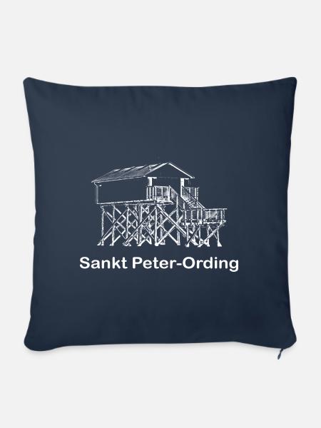 Pfahlbau mit Text Sankt Peter Ording weiß - Sofakissen mit Füllung 45 x 45 cm - Navy
