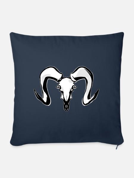 Gehörnter Schädel - Sofakissen mit Füllung 45 x 45 cm - Navy