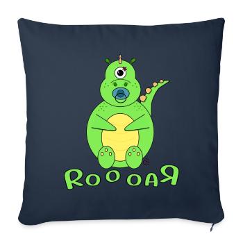 Dino Baby Name Garçon - Coussin et housse de 45 x 45 cm - bleu marine - Devant