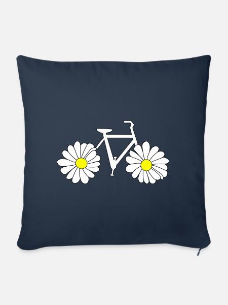 Fahrrad mit Blumen anstatt Räder Gänseblümchen - Sofakissen mit Füllung 45 x 45 cm - Navy