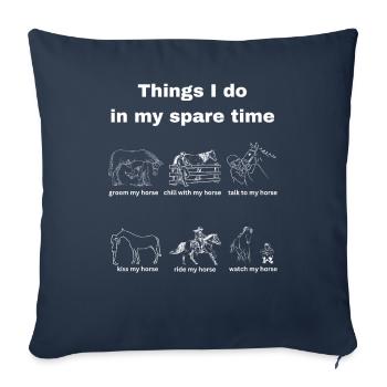 Things I do in my spare time with my horse - Sofa pillow with filling 45cm x 45cm - navy - Front