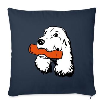 Cocker Spaniel mit Dummy - Sofakissen mit Füllung 45 x 45 cm - Navy - Vorne