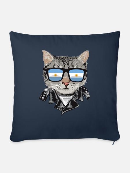 Cat-Sonnenbrille Mit Argentinien-Flagge - Sofakissen mit Füllung 45 x 45 cm - Navy