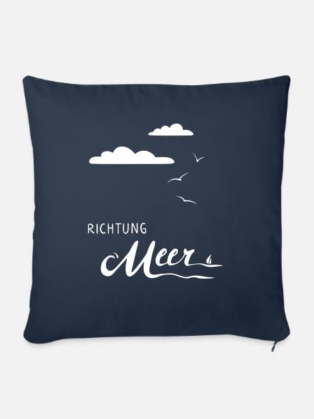 Richtung Meer, weiß - Sofakissen mit Füllung 45 x 45 cm - Navy