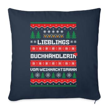 Lieblings Buchhändlerin des Weihnachtsmanns - Sofakissen mit Füllung 45 x 45 cm - Navy - Vorne