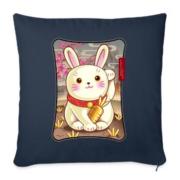 Lapin chanceux pour toujours - Coussin et housse de 45 x 45 cm - bleu marine - Devant
