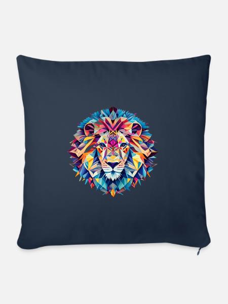 Geometrische Fauna, Löwe, Geo Wild - Sofakissen mit Füllung 45 x 45 cm - Navy
