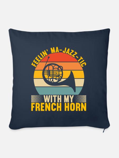 Horn Blechblasinstrument - Sofakissen mit Füllung 45 x 45 cm - Navy