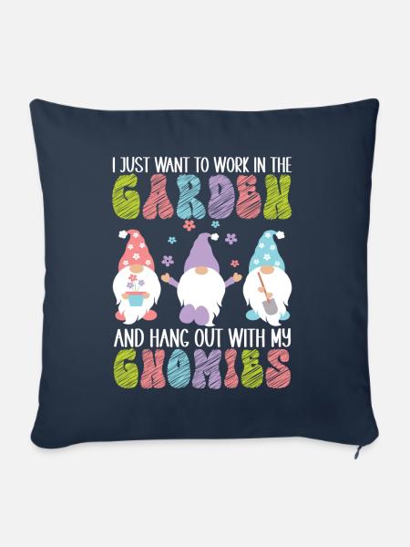 Gartenzwerge Gartenarbeit - Sofakissen mit Füllung 45 x 45 cm - Navy