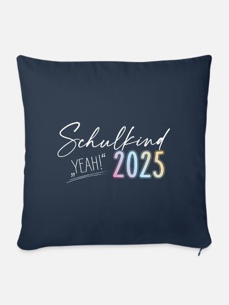Schulkind 2025 - Yeah! - Sofakissen mit Füllung 45 x 45 cm - Navy