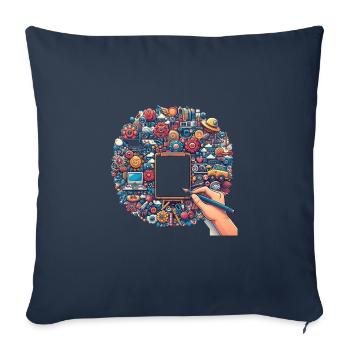 Créatif - Coussin et housse de 45 x 45 cm - bleu marine - Devant