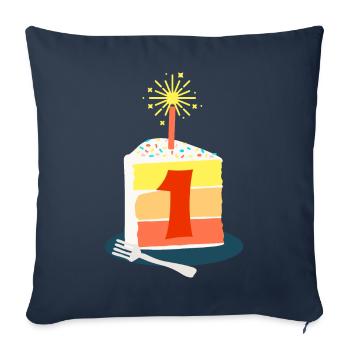 1er anniversaire bébé chemise et body avec gâteau - Coussin et housse de 45 x 45 cm - bleu marine - Devant