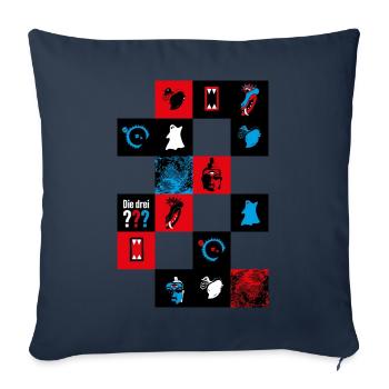 Die Drei ??? Cooles Kacheldesign - Sofakissen mit Füllung 45 x 45 cm - Navy - Vorne