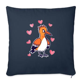 Oiseau de dessin animé - Coussin et housse de 45 x 45 cm - bleu marine - Devant