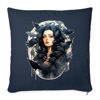 Frau der Krähen - Sofakissen mit Füllung 45 x 45 cm - Navy - Vorne