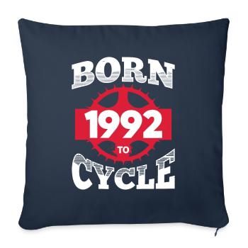 Né en 1992 pour vélo d’anniversaire vélo vélo - Coussin et housse de 45 x 45 cm - bleu marine - Devant