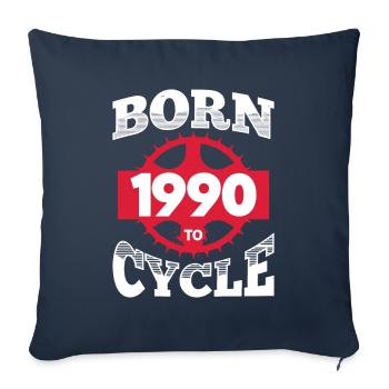 Né en 1990 pour vélo d’anniversaire vélo vélo - Coussin et housse de 45 x 45 cm - bleu marine - Devant