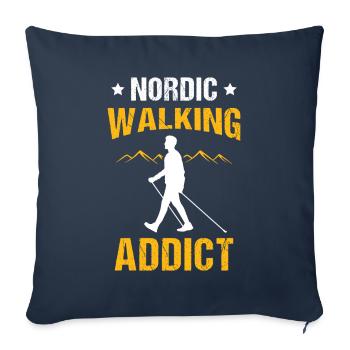 Nordic Walking Addictive / Fitness Hiking, Addiction - Sofa pillow with filling 45cm x 45cm - navy - Front