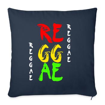 Reggae Musique de style japonais Jamaïque Rasta - Coussin et housse de 45 x 45 cm - bleu marine - Devant