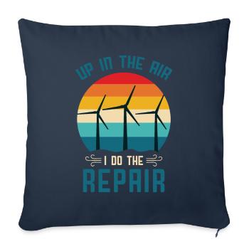 Up In The Air I Do The Repair / Wind Power, Environment - Sofa pillow with filling 45cm x 45cm - navy - Front