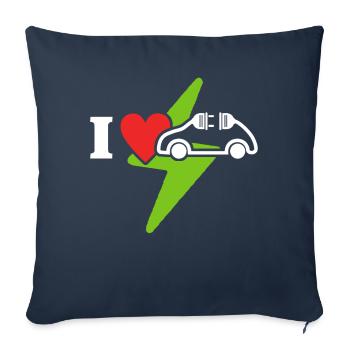Eauto Love E-Car Love Electric Car - Sofa pillow with filling 45cm x 45cm - navy - Front