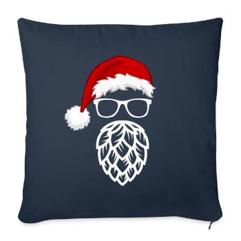 Noël et le Père Noël amateur de bière - Coussin et housse de 45 x 45 cm - bleu marine - Devant